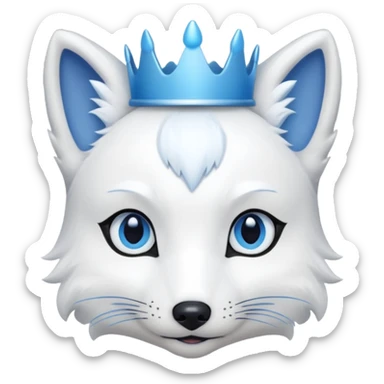 a artic Fox head with a small, thin, dark blue crown, light blue eyeliner, and blue eyes sticker