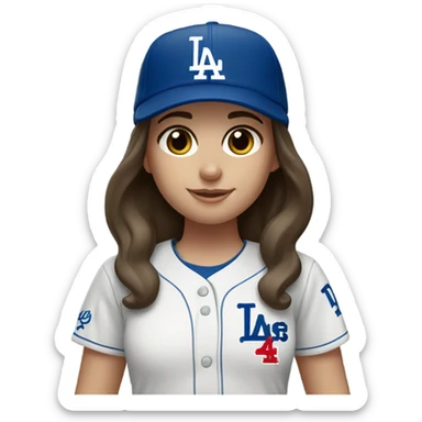 White Los Angeles Dodgers Girl with dark brown hair  sticker