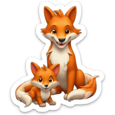 Un renard et un bébé dragon sticker