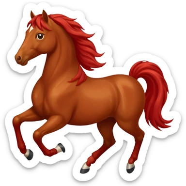 Liver red horse with a long flowing mane galloping sticker
