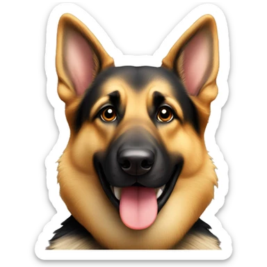 Playful German shepherd sitting with its tongue out sticker