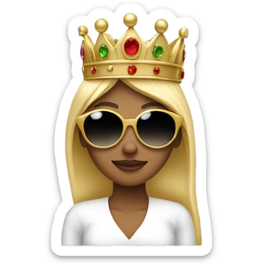 Blonde woman wearing a crown and thug sunglasses sticker