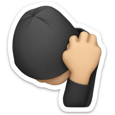 Person burying his head in his arm to cover his eyes and raising the other arm sticker