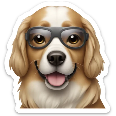 Dog wearing ski glasses  sticker