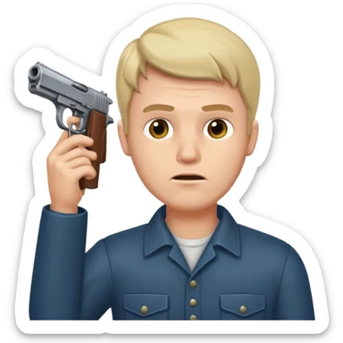 Mann hält sich eine Pistole an den Kopf  sticker