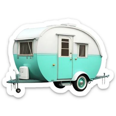 Realistic tiffany blue vintage round gypsy caravan wagon camper sticker
