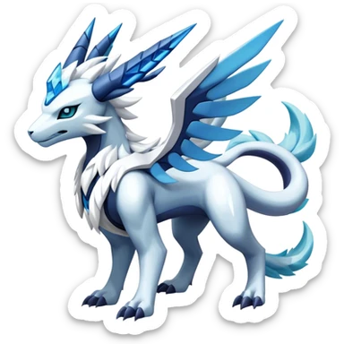 Futuristic Kyurem-reshiram-Glaceon-dialga-suicune-hybrid, full body sticker