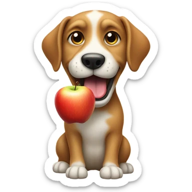 Dog eating apple sticker