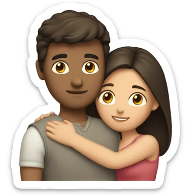 Brunette couple hugging intimately  sticker