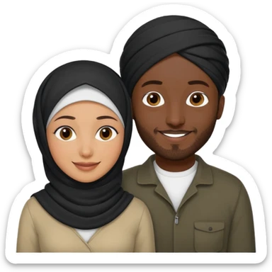 Mixed hijabi wife only  black husband black   sticker
