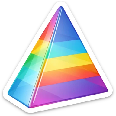 A 3d, not to detailed rainbow prismatic triangular prism. sticker