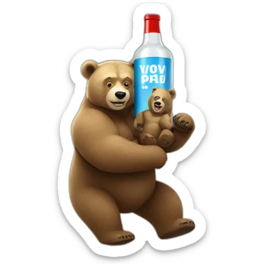 Putin on a bear with a bottle of vozka sticker