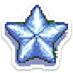 metallic star, blue sticker