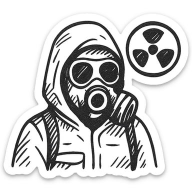 Stalker in a gas mask, Chernobyl zone sticker