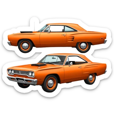 1969 roadrunner car in orange sticker