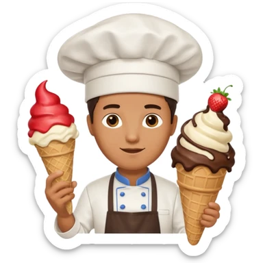 Male Chef with giant ice cream cone sticker