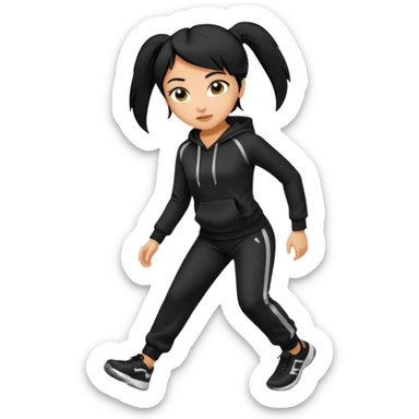 a pretty bratz tan girl who is fat . Hair color black. Jogging outfit sticker