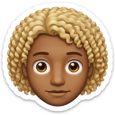 A emoji face of a black guy who has brown eyes and blonde curls   sticker