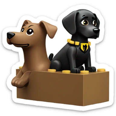 Lego Batman riding a Black lab sticker