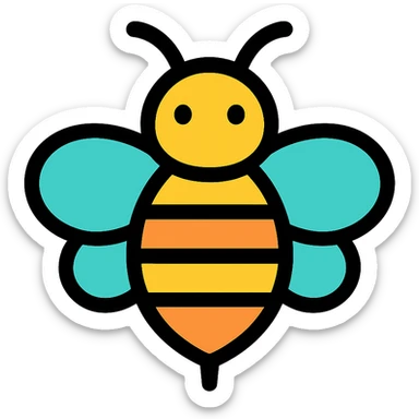 cute colored bee icon sticker