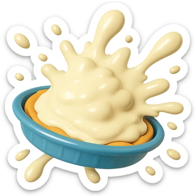 Remove the background so only the intact cream pie is visible. Keep the playful 3D emoji style, golden brown crust, and same angle as before the splat. sticker