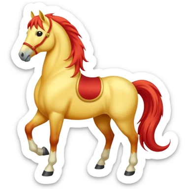 Cavalo vermelho e amarelo pastel sticker