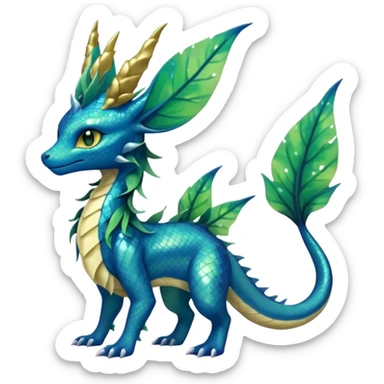 Shiny ethereal elemental swampy Salandit-Leafeon-Vaporeon-hybrid-fusion (full body) sticker