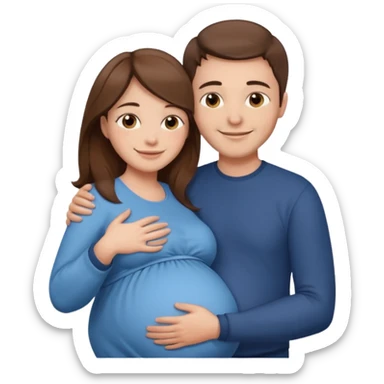 

"Men with short brown hair and fair skin hugging a pregnant woman with long brown hair and fair skin from behind, smiling."



 sticker