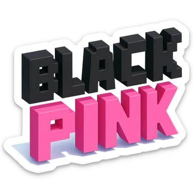 BLACKPINK-inspired object, black and pink colors, blocky and 3D pixelated look, Voxel style sticker