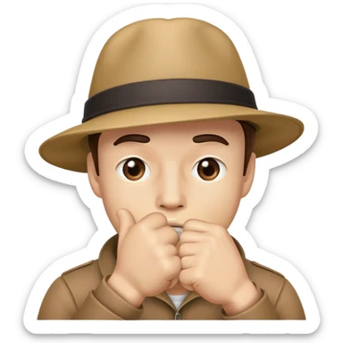 Dude with hat cover his mouth with a fist sticker