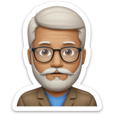 Indian software developer with beards and specs, with few white hairs in beard sticker