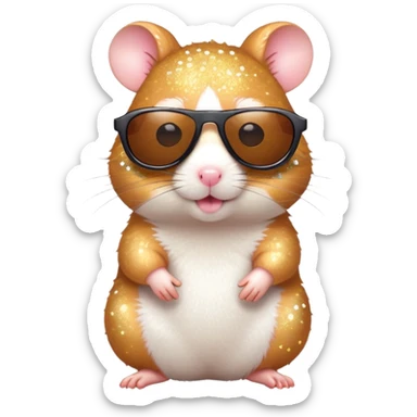 A glitter hamster with cool sunglasses sticker
