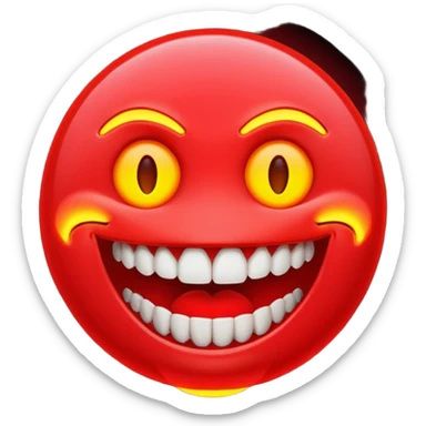 can you make me a red neon emoji out of the word "Ego" with teeth beside it  sticker
