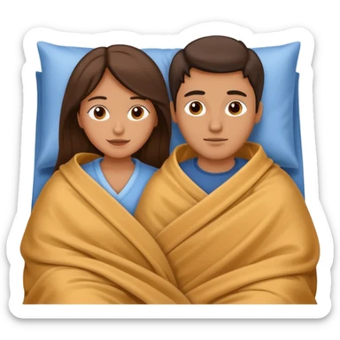 Woman and man in bed covered under a blanket  sticker