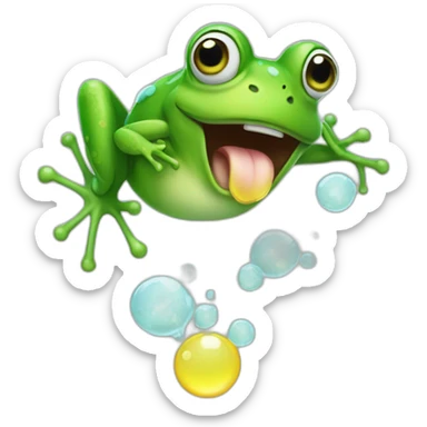 Frog farting bubbles and green gas sticker