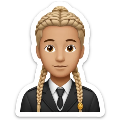 braided haired bellboy no hat sticker