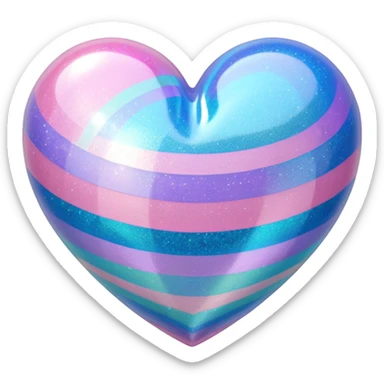 glitter heart with pastel stripes sticker