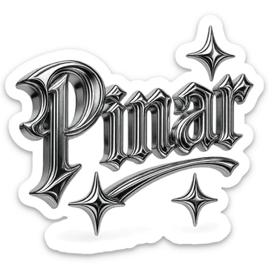 Write "Pınar" in this style, try majesty fonts. Add two or three stars around it so that it looks like this but it has a hand-drawn shape. sticker