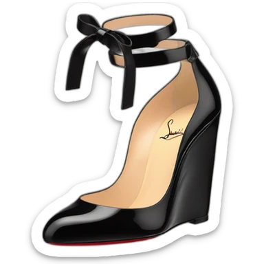 WEDGE heel LOUBOUTIN black leather PATENT sticker