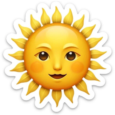 big sun with small tiny yellow moon beside it sticker