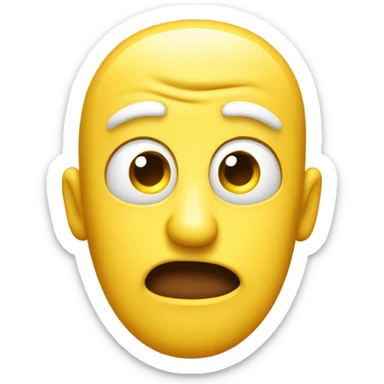 emoji of a classic yellow face with an exaggerated expression, featuring large white eyes that are crossed in a comical manner, suggesting confusion or silliness. sticker