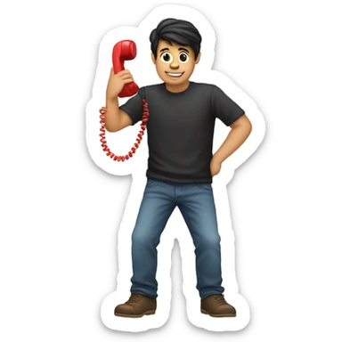 a telephone held by a young man sticker