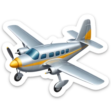 A small propeller plane with a bright painted nose and sturdy landing gear flying low and fast.
 sticker