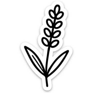 Add lavender color to the sprig, keeping the icon style clean and minimal, with no background. sticker