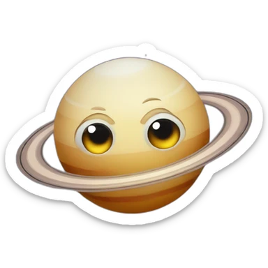 planet Saturn with a cartoon beautiful face with big kind eyes sticker