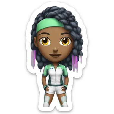 cyberpunk girl in tennis uniform sticker