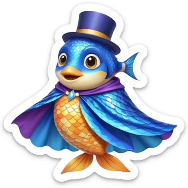 Fish wearing magician cape sticker