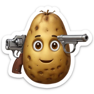 A potato with a gun sticker