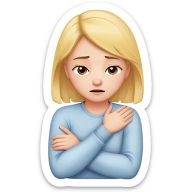 Girl holding her neck with arms crossed suffocating  sticker