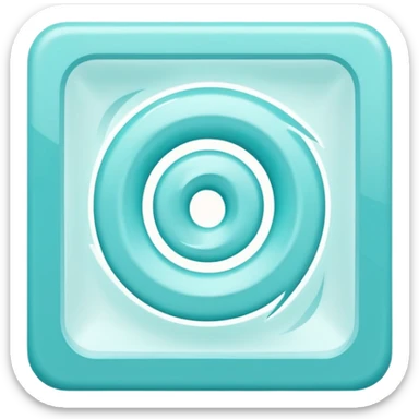 a Tiny compressed Stylized light-turquoise whirlwind symbol inside a pastel white slightly shaded square icon, light turquoise glossy borders sticker
